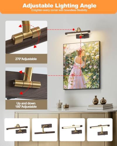 Tassuowell LED Picture Lights for Wall Rechargeable, Battery Operated Art Light - Image 5