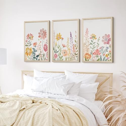 Watercolor Wildflower Wall Art Decor Colorful Flower Pictures Canvas Floral - Image 5