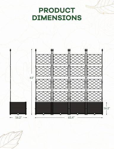 4 PCS Raised Garden Bed with Trellis & Privacy Screen, Large Outdoor Privacy - Image 3
