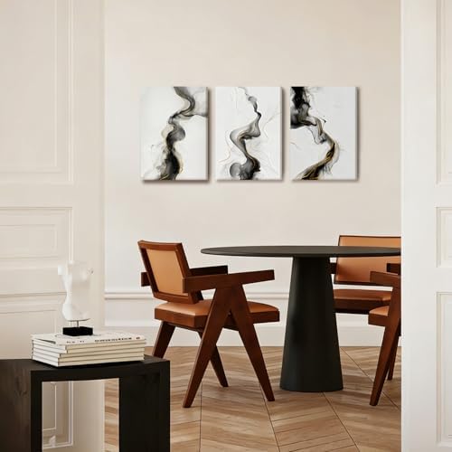 NCCXNCC 3 Pcs Black and White Abstract Canvas Wall Art 12x16 Inch Framed - Image 7