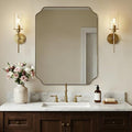 ANDY STAR 28"x36" Brushed Brass Bathroom Mirror, Scalloped Mirror by ANDYSTAR