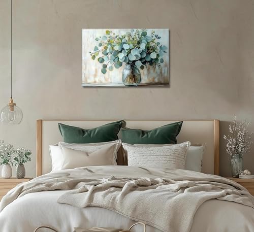 Eucalyptus Flower Vase Canvas Wall Art Sage Green Canvas - Image 4