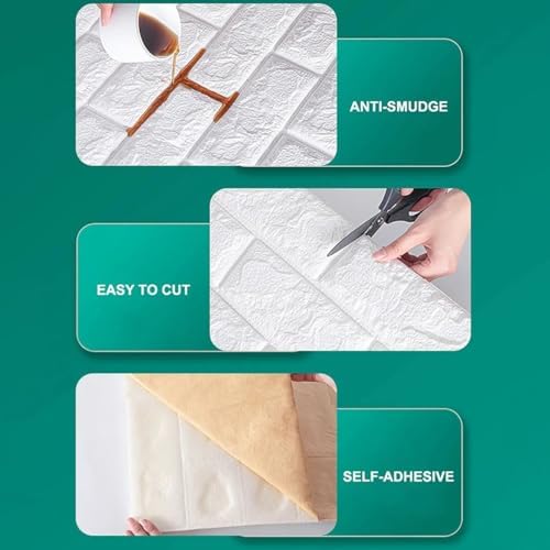 Waterproof Wall Panels 27.5" x 196.8" Faux Brick Wallpaper Peel and Stick Art - Image 3