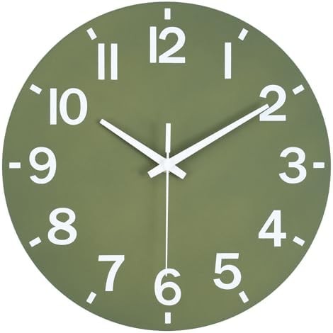 HZDHCLH Wall Clock 10 Inch Silent Non Ticking Wood Battery Operated Green - Image 6