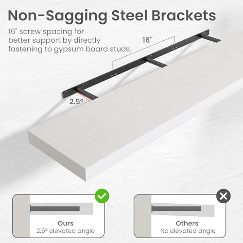 16 in Floating Shelves for Wall Decor Color White, Pack 2 - Image 2