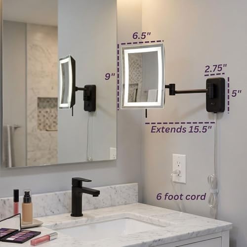 JERDON Lighted Wall-Mount Makeup Mirror - Image 5