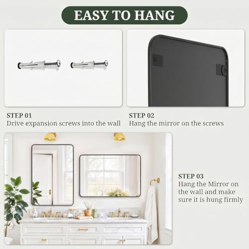 Bathroom Mirror for Wall, 48x30 Inch HD Tempered Glass Vanity Mirror - Image 7