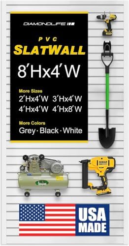 Heavy Duty 8'H x 4'W PVC Garage SlatWall Storage System by DLDIRECT