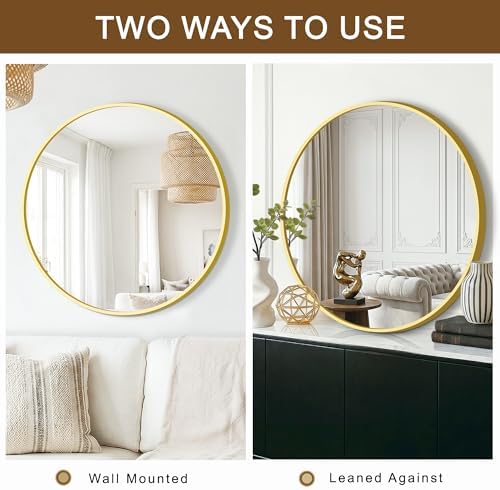 FGU Round Bathroom Mirror for Over Sink 2 Pack 26" Gold Circle Wall Mirror - Image 5