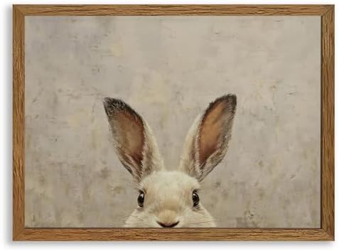 AVECCO Vintage Easter Rabbit Portrait Wall Art Canvas Framed 16x24 inch by Unknown