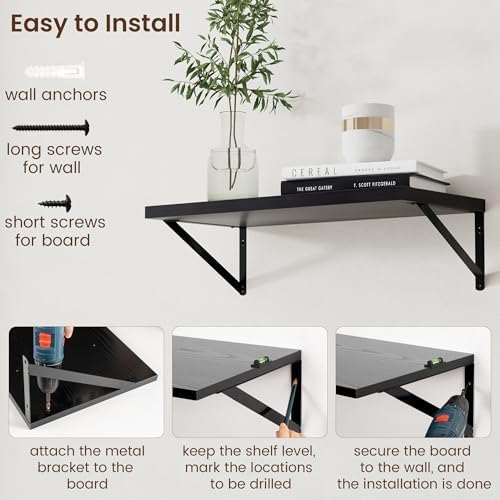 Axeman Deep Floating Shelves Black- 24 Inch Wide x 12 Inch Deep Wall Shelves - Image 6