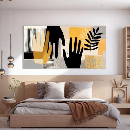 I@U Abstract Boho Wall Art Prints Minimalist Black Yellow Wall Art Decor Modern - Image 4