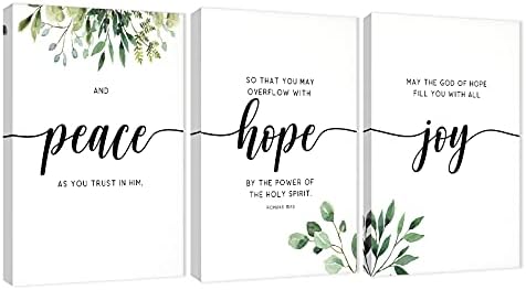 3 Piece Inspirational Wall Art, Quotes "Peace Hope Joy" Canvas Print by GUTTATYART