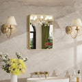 12"x16" Bathroom Mirror for Over Sink, Brushed Gold Rectangle Vanity Mirror by MZON