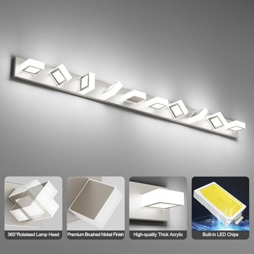 Ralbay 10-Light Brushed Nickel Bathroom Vanity Light Metal Acrylic Modern LED - Image 5