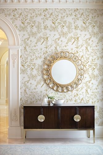Safiyya Peel and Stick Wallpaper Gold and White Contact Paper 17.3"x393" Floral - Image 4