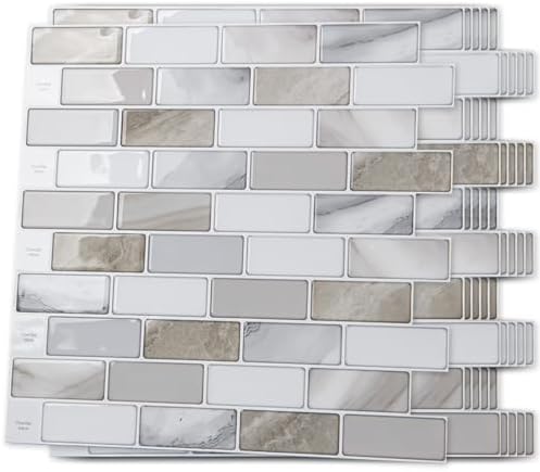 Art3d 10-Pack Marble Peel and Stick Backsplash, 12 x 12 in by Art3d
