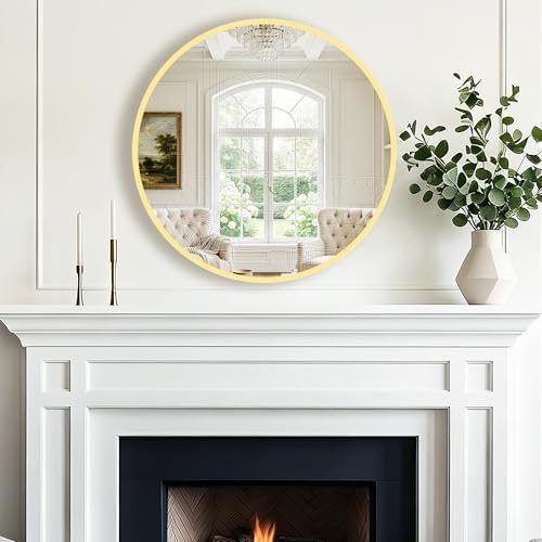 FGU Round Bathroom Mirror for Over Sink 22" Gold Circle Wall Mirror - Image 2