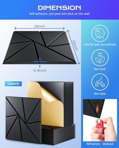 12 Pack Acoustic Panels, Sound Proof Foam Panels - Image 3