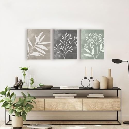 Vintage Botanical Wall Art Set of 3 Prints, Boho Framed Canvas Wall Art - Image 4