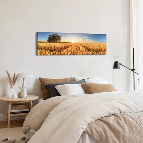 Sunset Nature Forest Wall Art Wheat Field Landscape Pictures Wall Decor - Image 4
