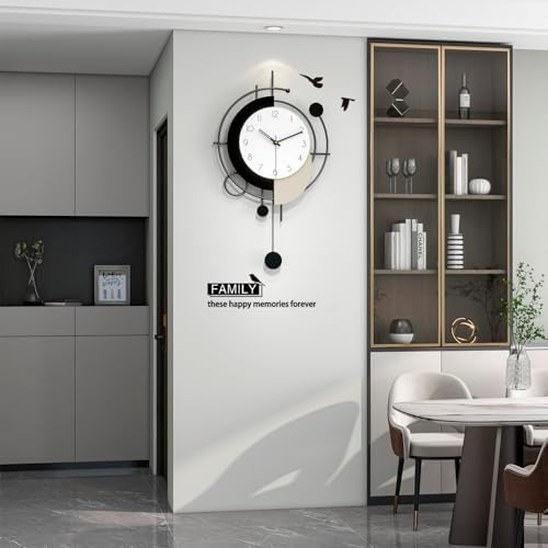 Large Wall Clock for Living Room Decor Modern Decorative Black Wood Wall Clock - Image 3