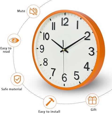 Wall Clock 10 Inch Silent Non-Ticking Modern Clocks Battery Operated Beige - Image 5