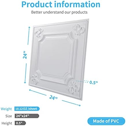 Art3d 24-Pack Waterproof PVC Drop Ceiling Tiles, 24 x 24 in - Image 4