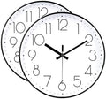 2 Pack Black Wall Clock 12 Inch Modern Silent Battery Operated Wall Clocks by JOMPARIS