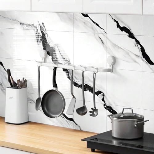 Chejiaye 10pcs Marble Peel and Stick Backsplash Waterproof Washroom Wall Panels - Image 3