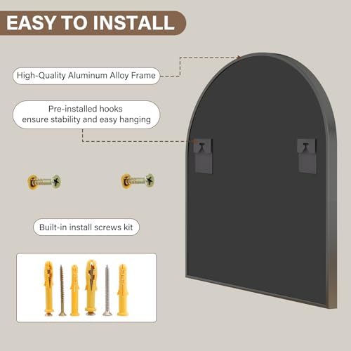 XRAMFY 31"x32" Arched Wall Mirror - Image 5