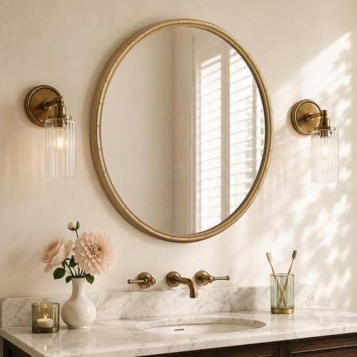 WallBeyond 32 Inch Gold Round Wall Mirror, Circle Mirror - Image 2