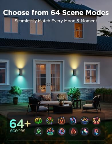 Govee Outdoor UpDown Wall Light, 1 Pack, 1200LM RGBICWW Smart Porch Lights - Image 6