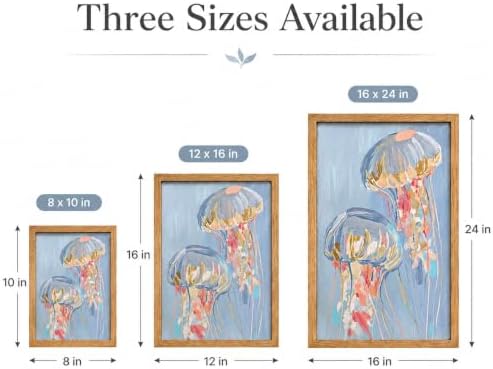 Framed Blue Jellyfish Canvas Wall Art, Nursery Ocean Animals Wall Decor - Image 5
