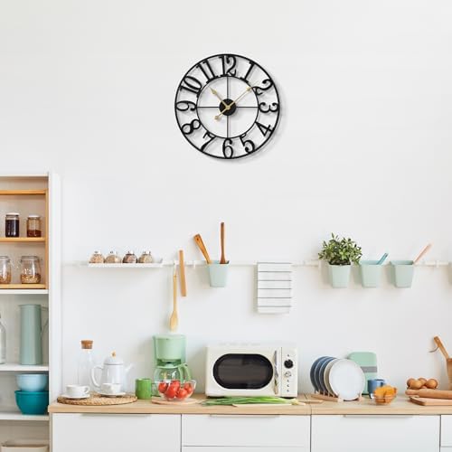 LEIKE Arabic Numeral Wall Clock 14IN Battery Operated Black, Silent Non Ticking - Image 4