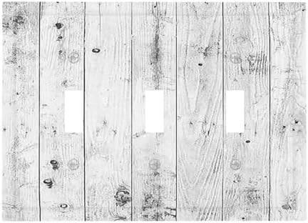Decorative Switch Plates Rustic White Grey Wood Grain 3 Gang Wall Plate by Lightswitchcovers