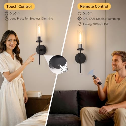 Shenmoyl Battery Operated Wall Sconces Set of 2, Dimmable Wall Lights - Image 5