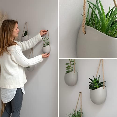 Kazai. Wall Planters -Ellie- | Hanging Ceramic Plant Pots 3 Pieces | Wall - Image 3