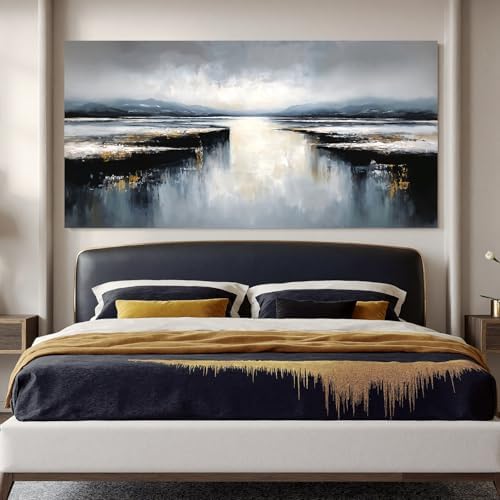 I@U Large Wall Art Decor Abstract Black And Gold Wall Art Prints Modern - Image 3