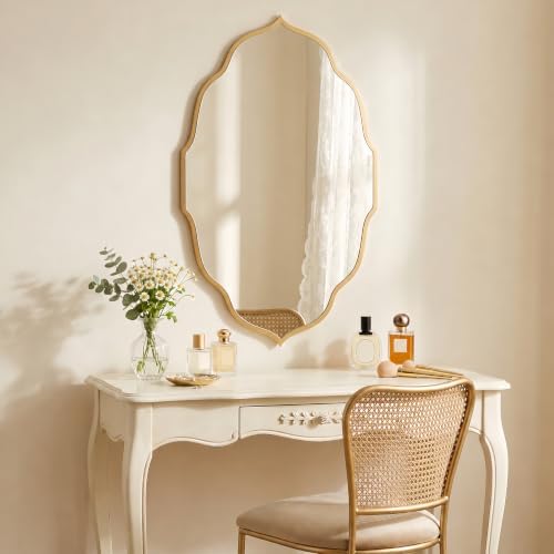PERFNIQUE Gold Scalloped Wall Mirror, Large Decorative Mirror - Image 5