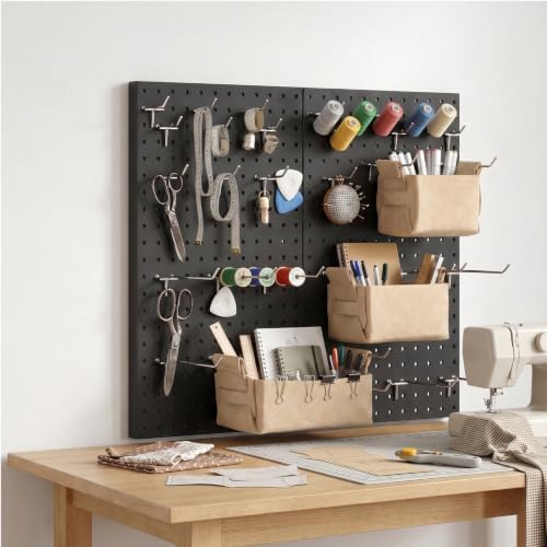 Peg Board, 10 Pack Metal Pegboard Panels and 76 Pcs Hooks and Baskets, Garage - Image 2