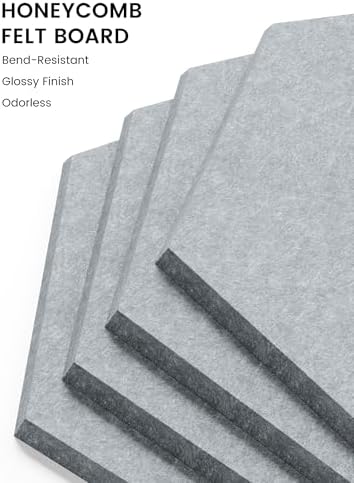 Fluxynara 8-Pack Hexagon Felt Bulletin Board Tiles, Slate Gray - Image 3