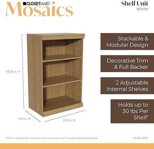 ClosetMaid Mosaics 3 Shelf Closet Organizer, 25.5" W, Toasted Oak - Image 3
