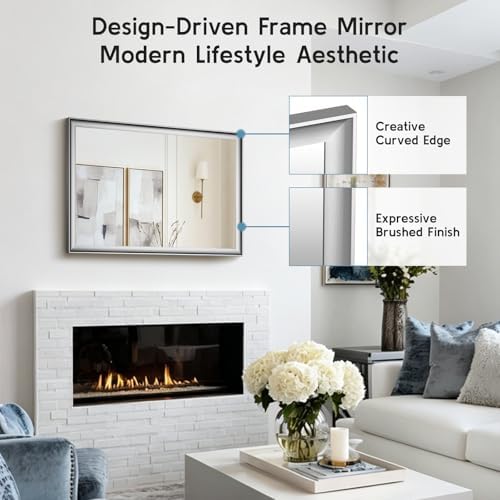 2 Pack Brushed Nickel Bathroom Mirrors 24x36 Inch - Image 3