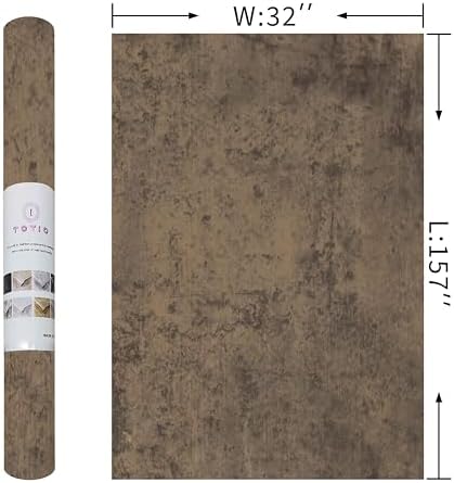 32x157inch Wide Dark Brown Concrete Wallpaper Peel and Stick Tan Cement Contact - Image 7
