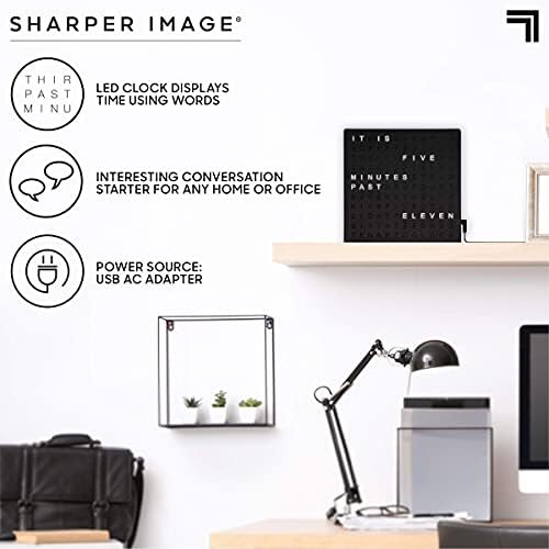 Sharper Image LED Word Digital Clock, Light-Up Desk & Wall Clock, Modern Time - Image 3