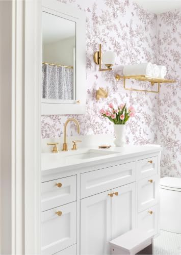 Froluya Floral Peel and Stick Wallpaper Vintage Red White 17.7in×196.8in - Image 4
