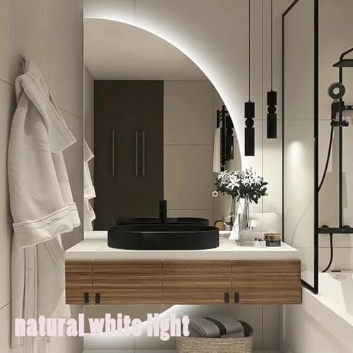47in Half Moon LED Mirror for Bathroom, Semi Circle Wall Mirror - Image 3