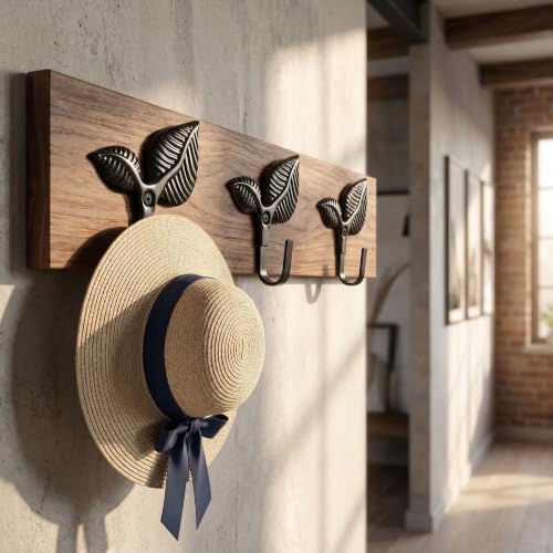 4pcs Heavy Duty Vintage Leaf Wall Hooks Antique Bronze Decorative Iron Coat - Image 4
