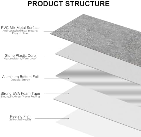 6" x 12" Concrete Gray Peel and Stick Backsplash Wall Tiles, PVC Faux Stone - Image 6